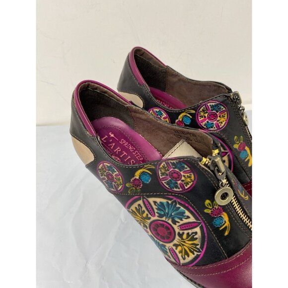 L’Artiste Raina Spring Step Ankle Bootie Boot Zip Floral Women’s Size 39 Purple - Picture 4 of 8